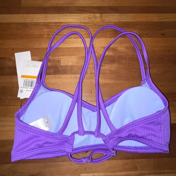 Salt + Cove Jrs' Raised Rib Strappy Bralette high waisted Bikini set, purple XS - Picture 4 of 11